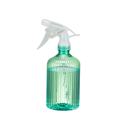 Transparent mint green spray bottle